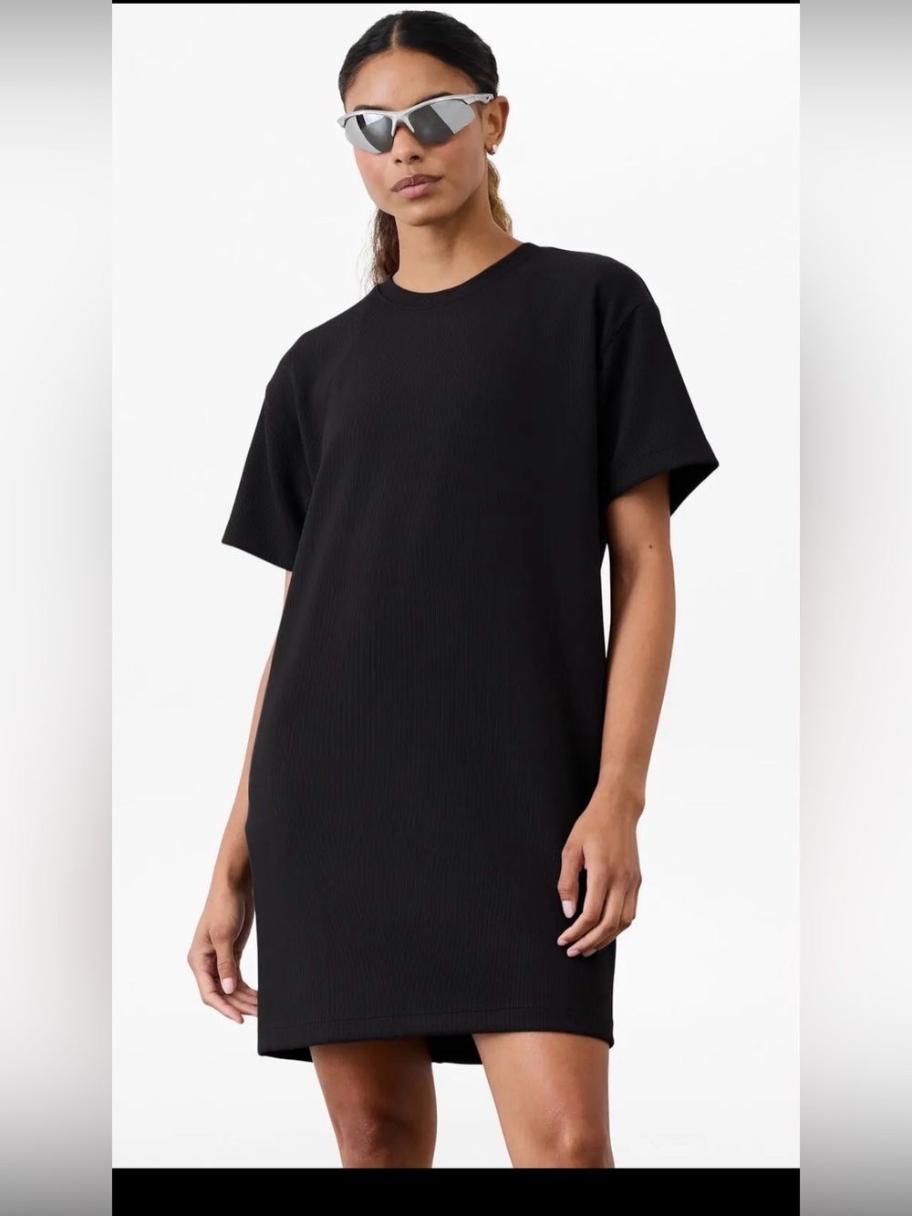 Athleta Seasoft Rib Tee Dress Black , size M